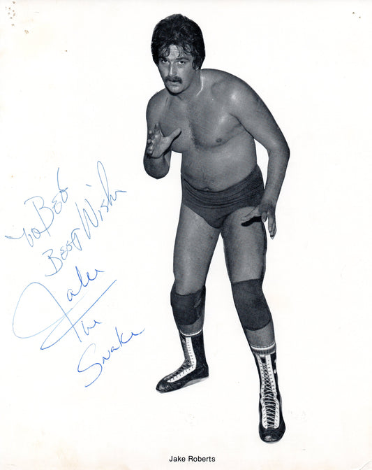 Jake Roberts Stampede Wrestling Signed Promo Photo studio pose