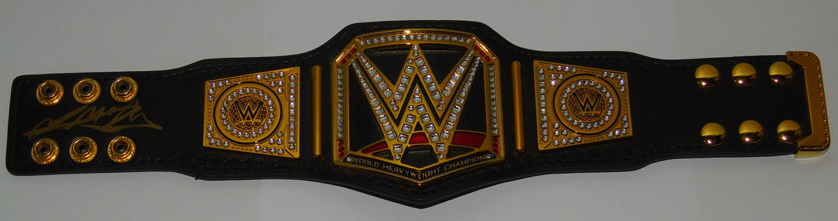 WWE REPLICA MINI WORLD HEAVYWEIGHT CHAMPIONSHIP TITLE BELT SIGNED BY DREW McINTYRE