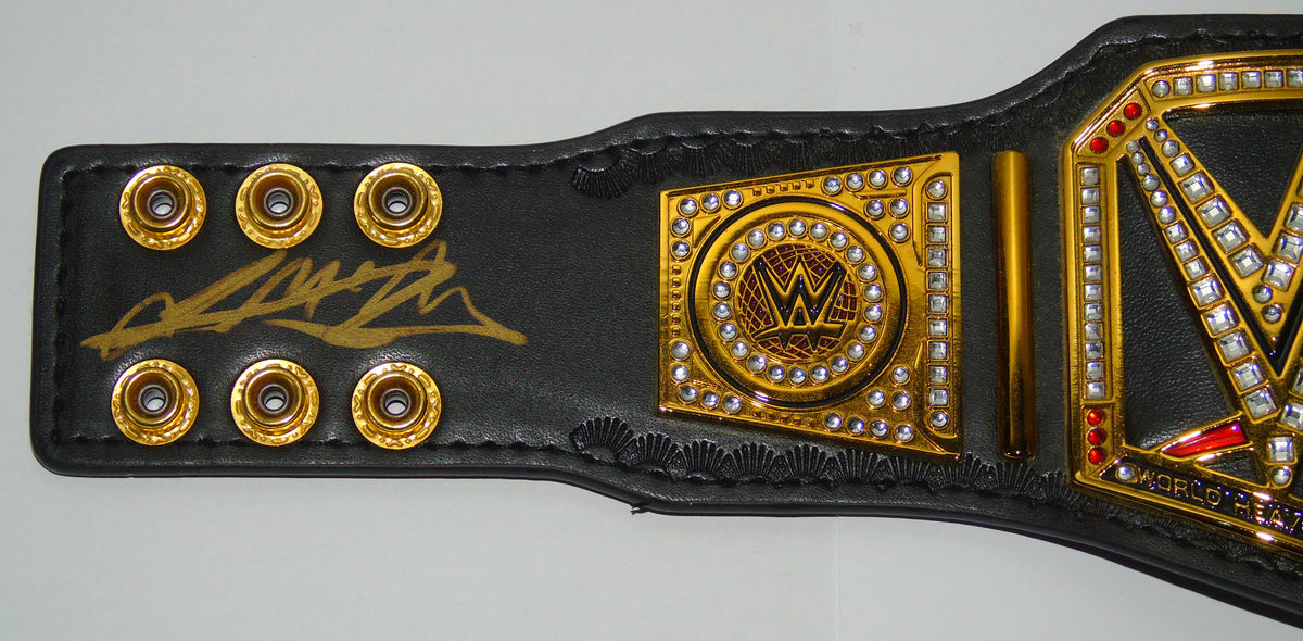 WWE REPLICA MINI WORLD HEAVYWEIGHT CHAMPIONSHIP TITLE BELT SIGNED BY DREW McINTYRE