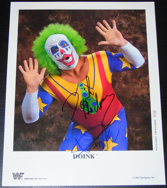 DOINK & DINK THE CLOWN DUAL SIGNED WWF PROMO PHOTO