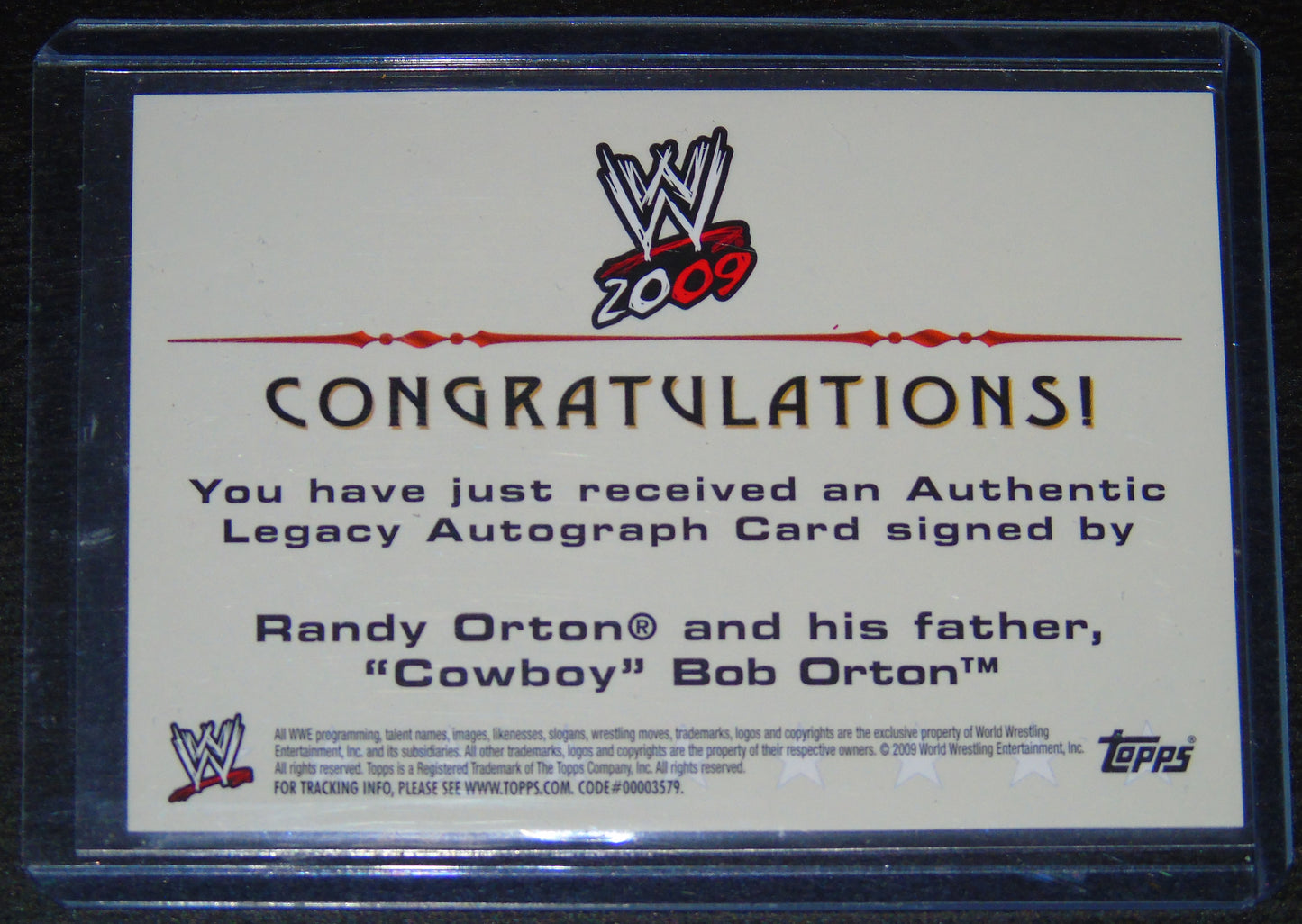 Randy Orton & Cowboy Bob Orton Signed WWE Topps Legacy Trading Card