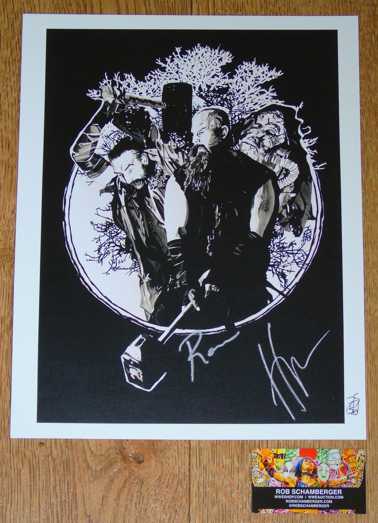 THE BLUDGEON BROTHERS LUKE HARPER & ERICK ROWAN SIGNED WWE WRESTLING ROB SCHAMBERGER POSTER