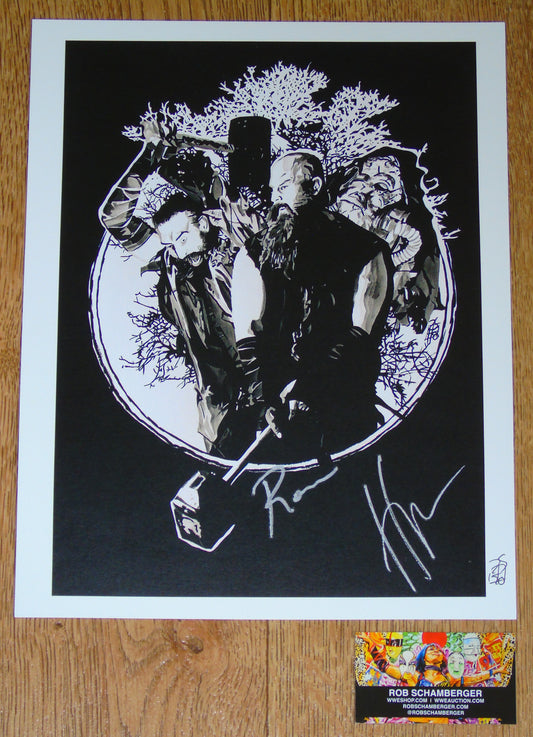 THE BLUDGEON BROTHERS LUKE HARPER & ERICK ROWAN SIGNED WWE WRESTLING ROB SCHAMBERGER POSTER