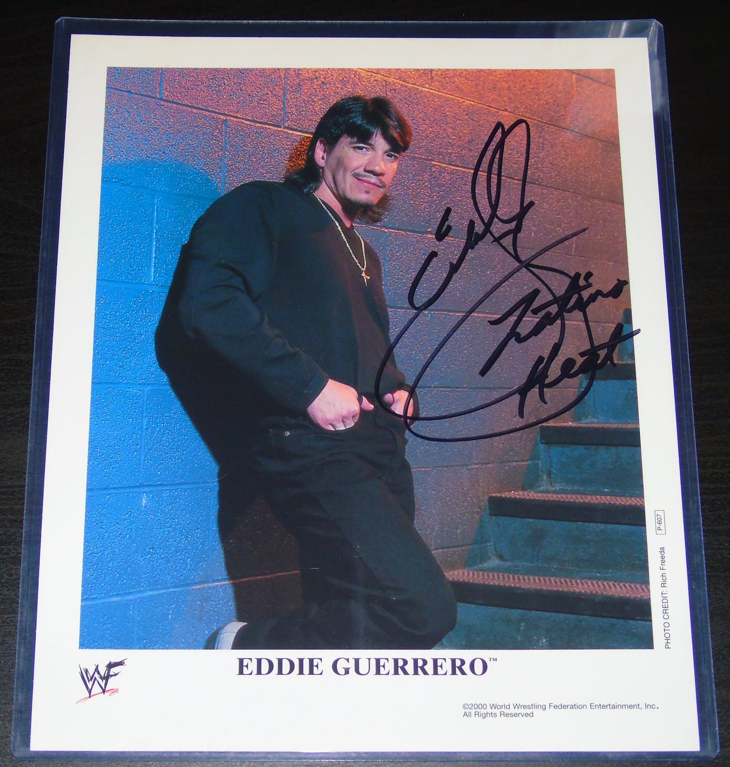 Eddie Guerrero Signed WWE Wrestling Promo Photo P-607