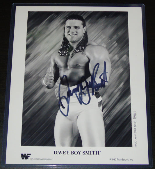 THE BRITISH BULLDOG DAVEY BOY SMITH SIGNED WWF WRESTLING PROMO PHOTO P-022