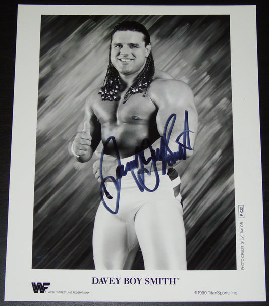British Bulldog Davey Boy Smith Signed WWF Wrestling Promo Photo