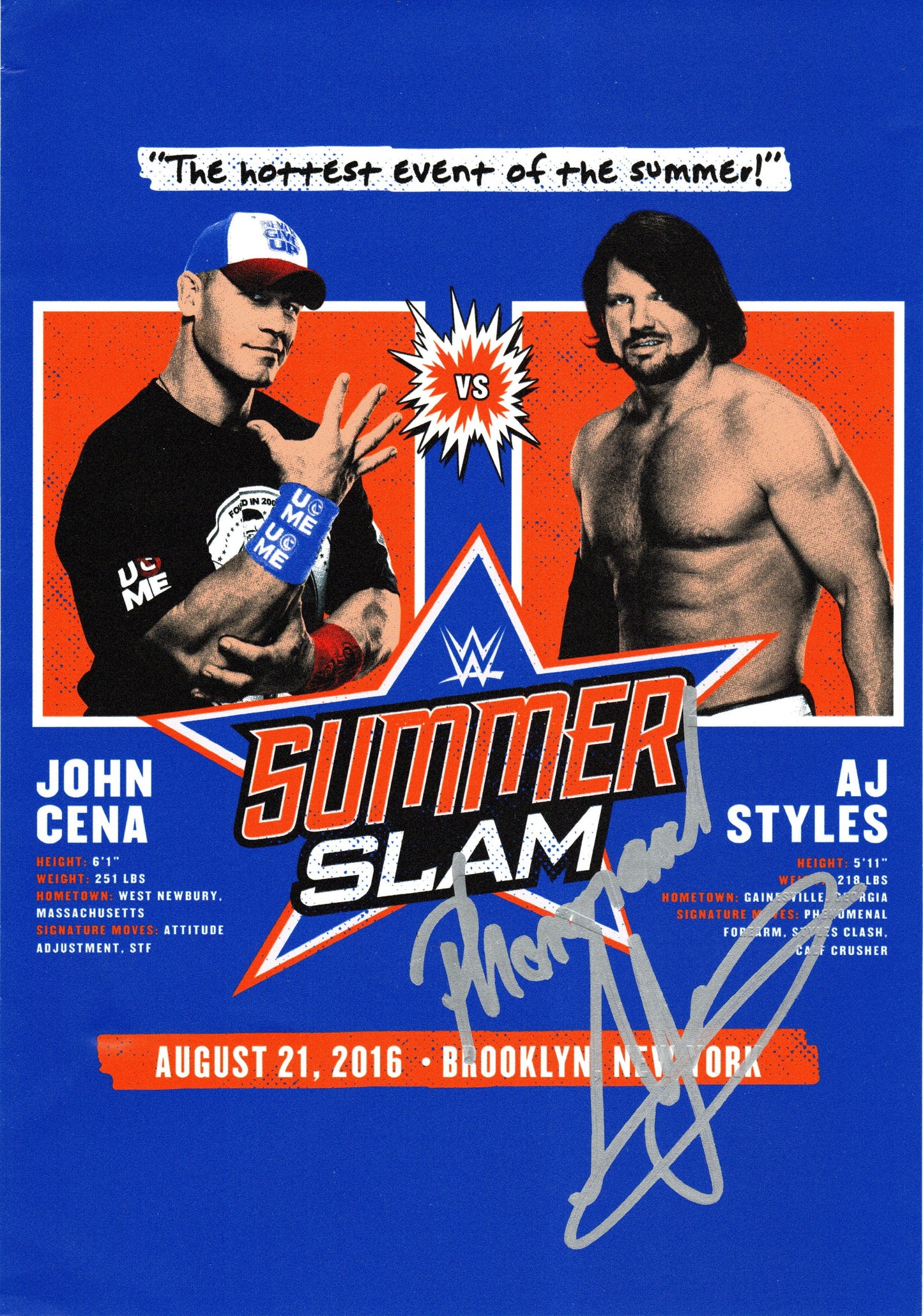 AJ Styles Signed WWE Poster