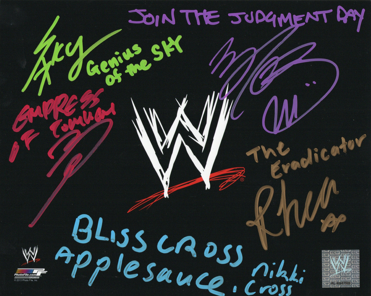 Finn Balor, Nikki Cross, Asuka, Rhea Ripley & Iyo Sky Signed WWE Wrestling Photofile