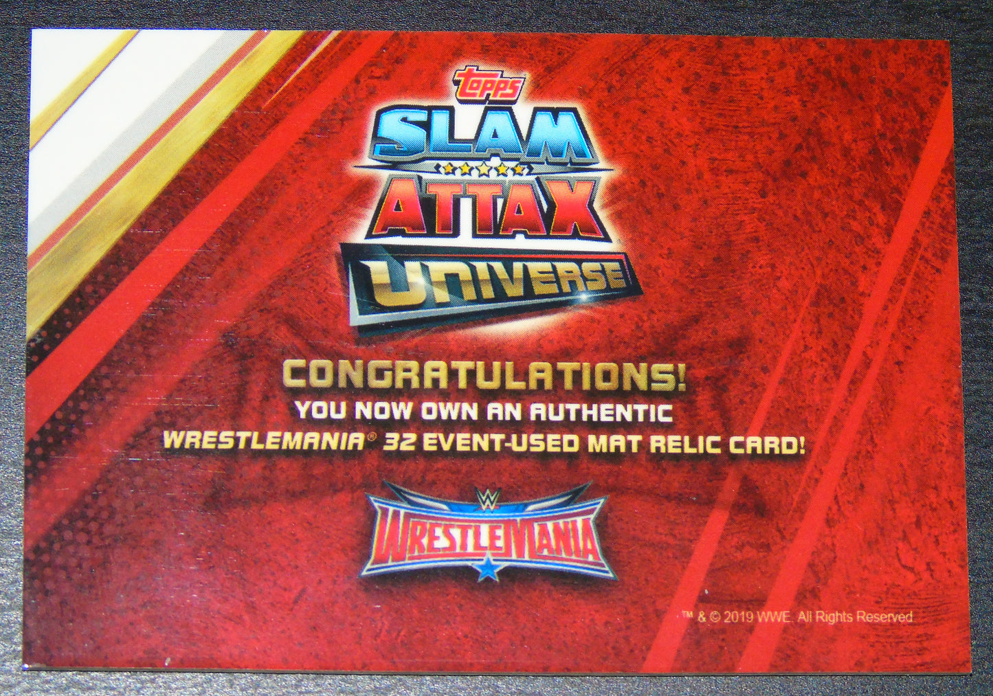THE ROCK WWE WRESTLING TOPPS AUTHENTIC WRESTLEMANIA 32 RING MAT RELIC TRADING CARD