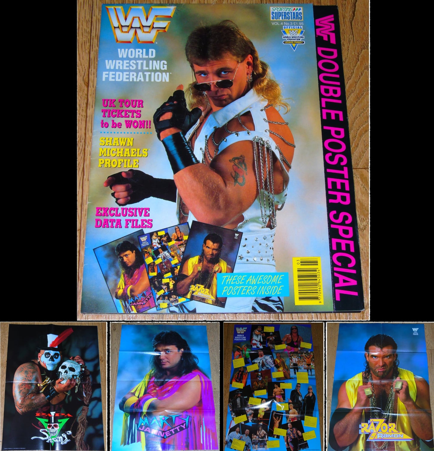 WWF Wrestling 1993 UK Sporting Superstars Publication with Double Poster Special