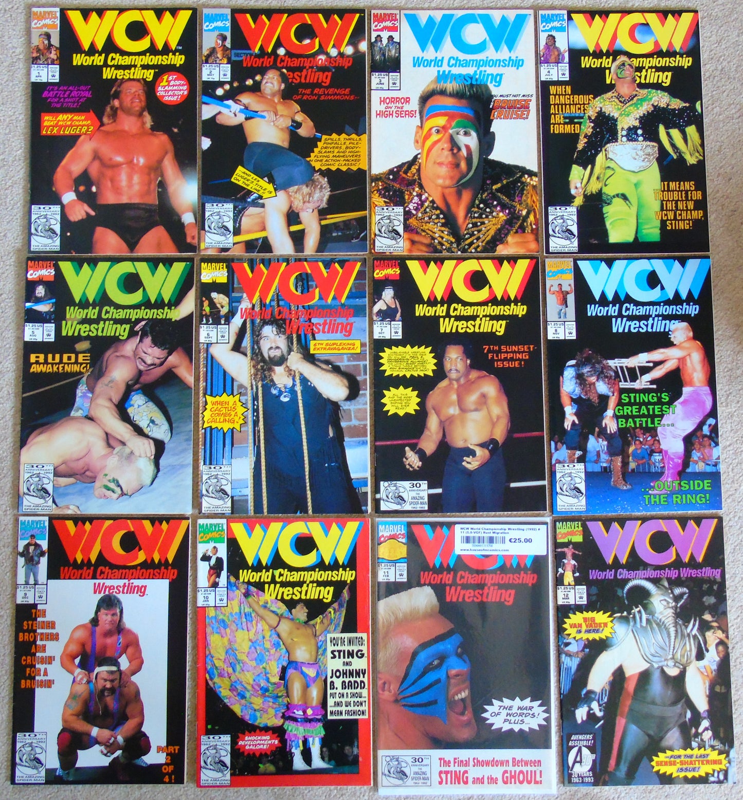 WCW WRESTLING MARVEL COMICS COMPLETE SET ISSUES 1-12