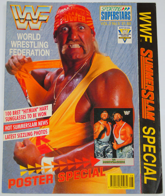 WWF Wrestling 1991 UK Sporting Superstars Publication with Double Poster Special VOL.2 NO.5