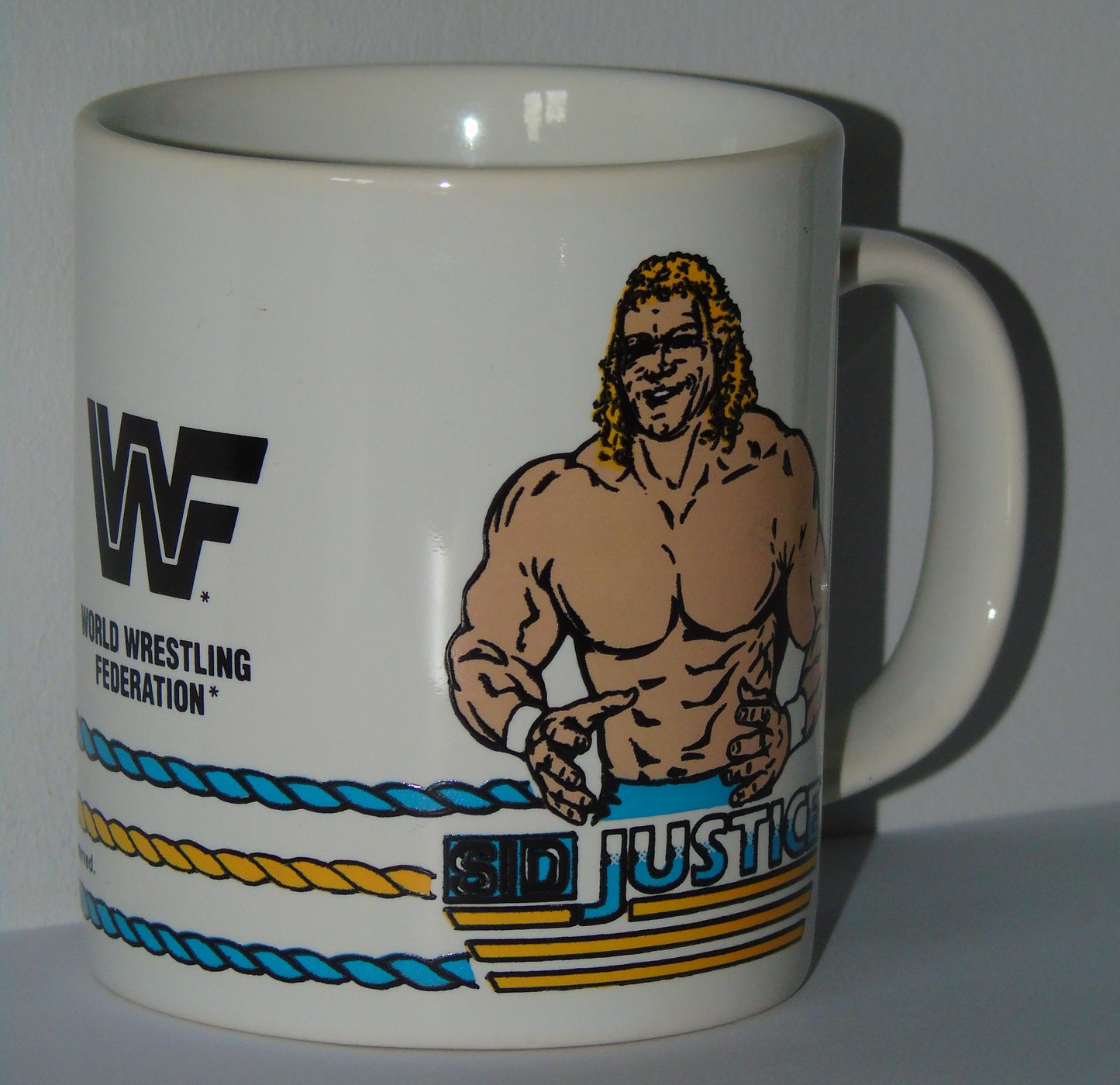 WWF WRESTLING 1992 UK EXCLUSIVE SID JUSTICE KILNCRAFT MUG