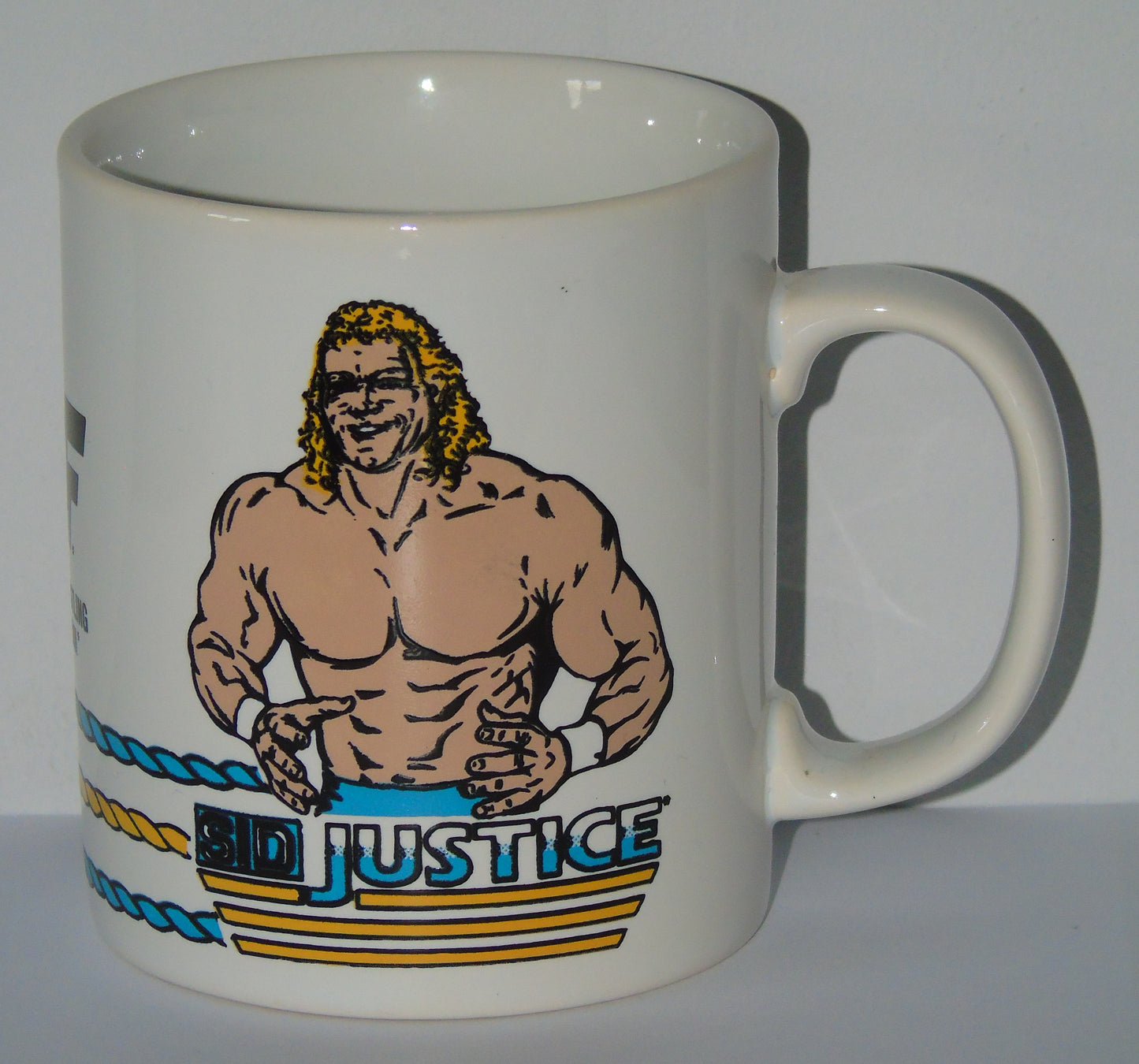 WWF WRESTLING 1992 UK EXCLUSIVE SID JUSTICE KILNCRAFT MUG