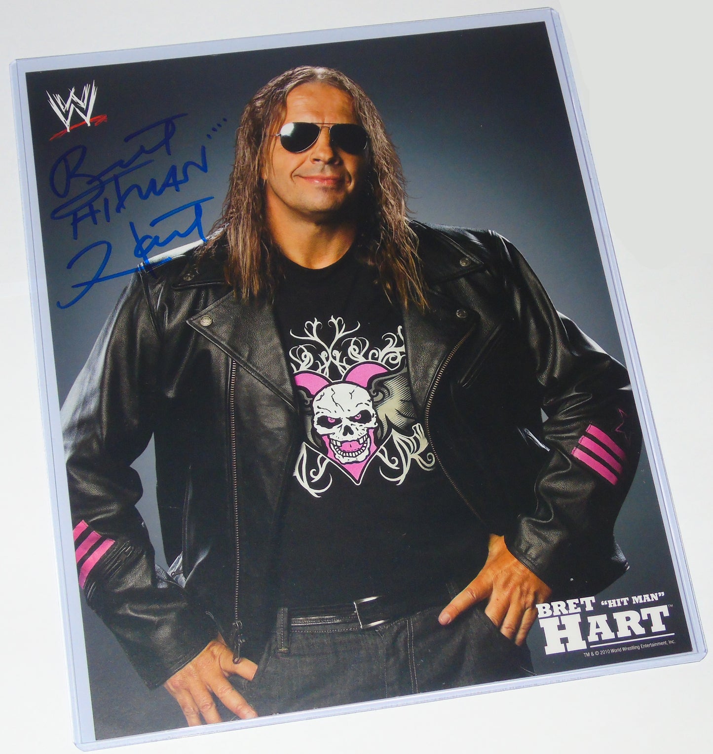 BRET HITMAN HART SIGNED WWE PROMO PHOTO