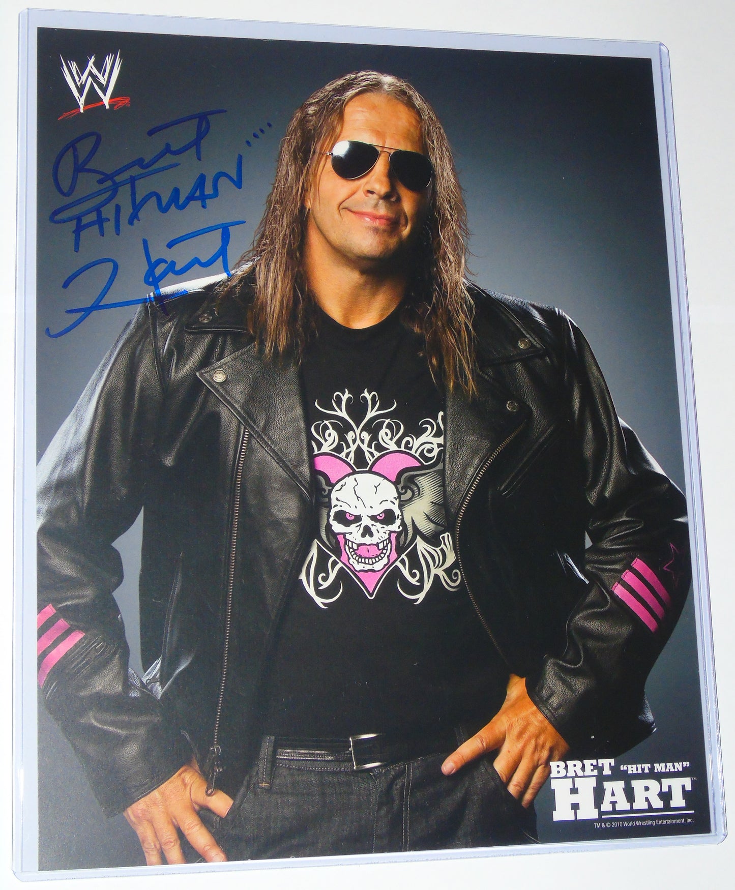 BRET HITMAN HART SIGNED WWE PROMO PHOTO