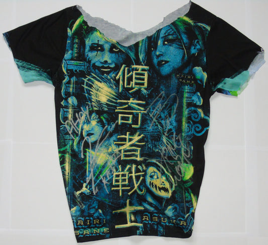 Asuka WWE Ring Worn & Signed Wrestling T-Shirt With Added Kairi Sane Autograph