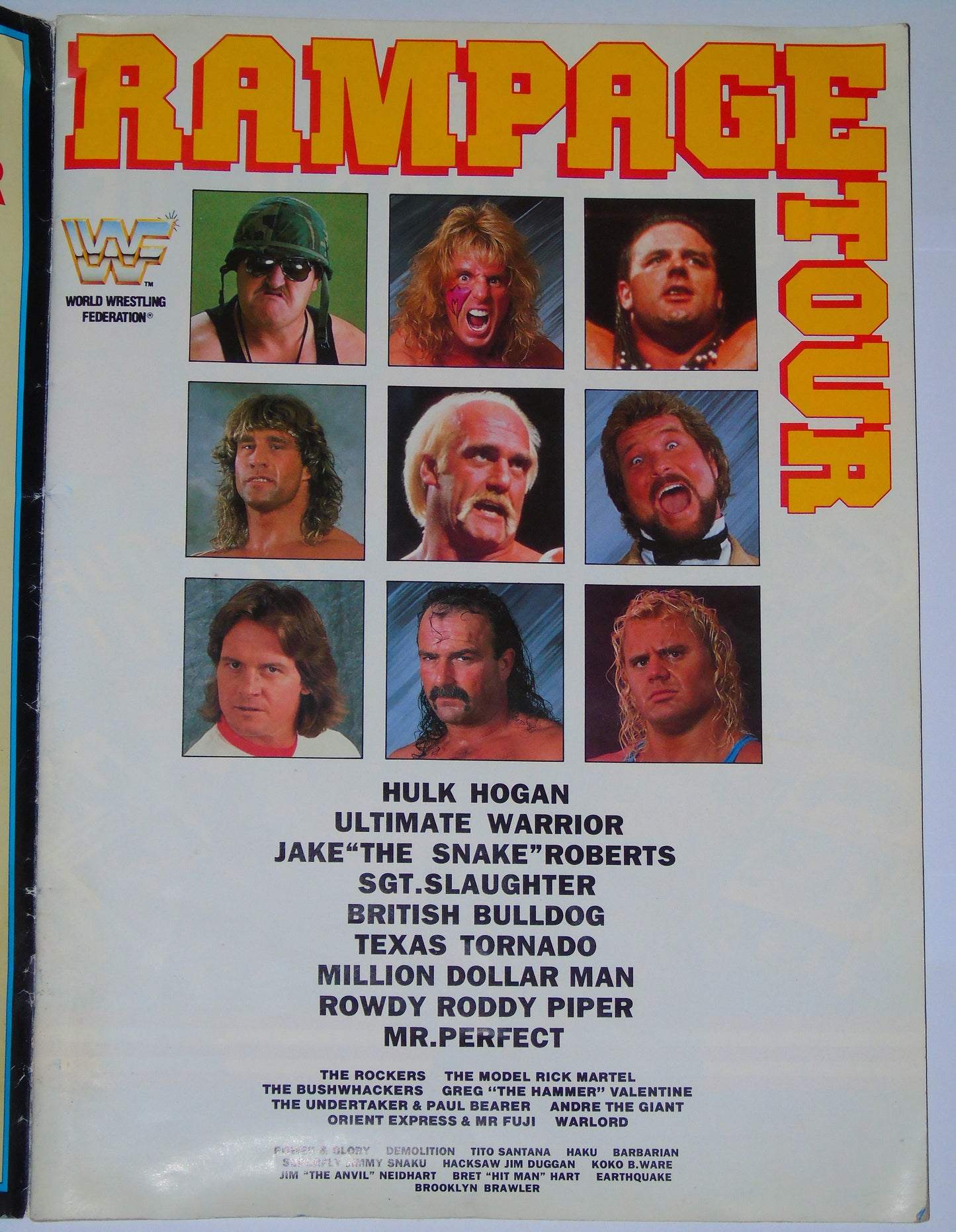WWF Wrestling UK Rampage Tour 1991 Official Event Program