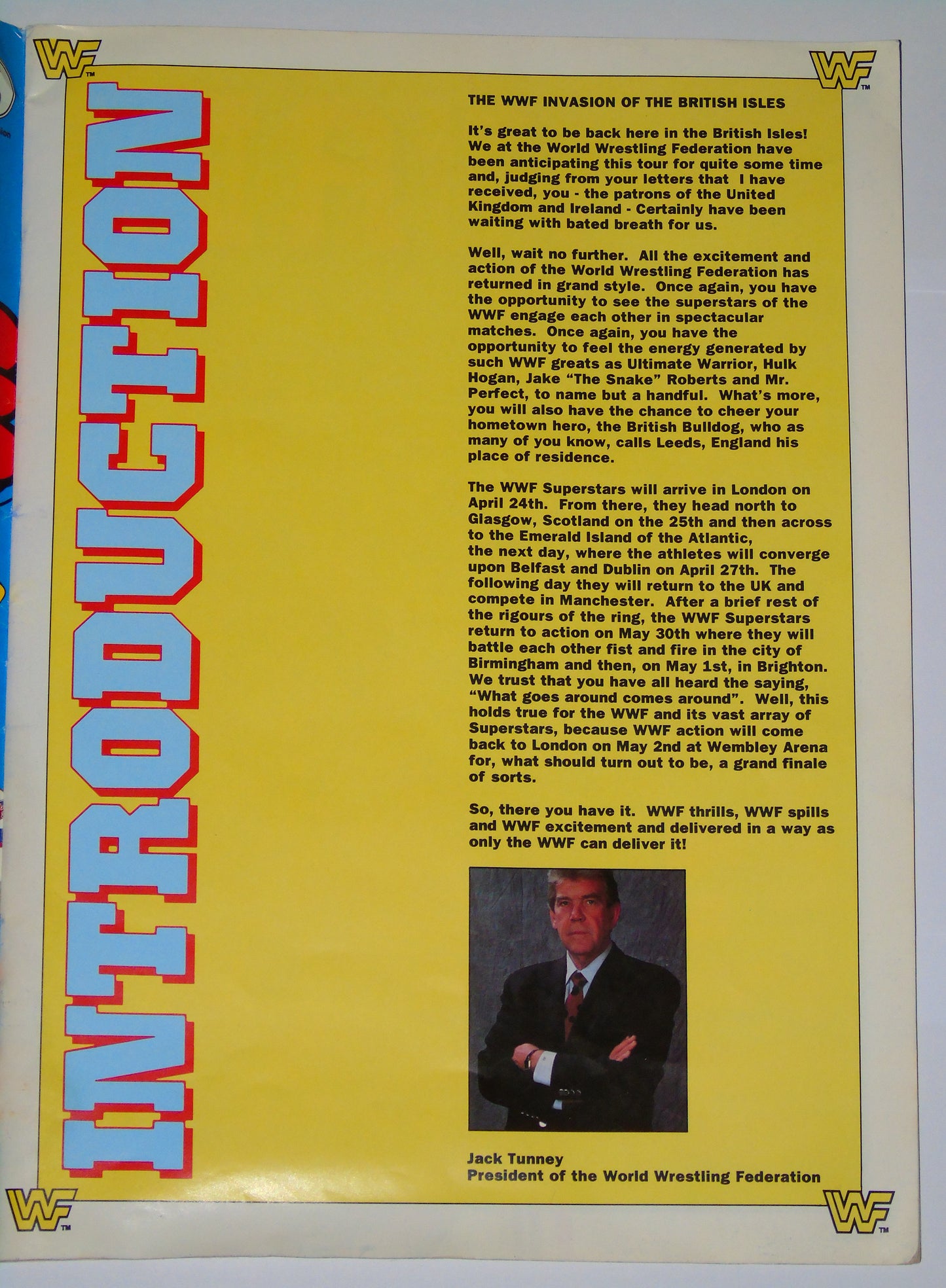 WWF Wrestling UK Rampage Tour 1991 Official Event Program