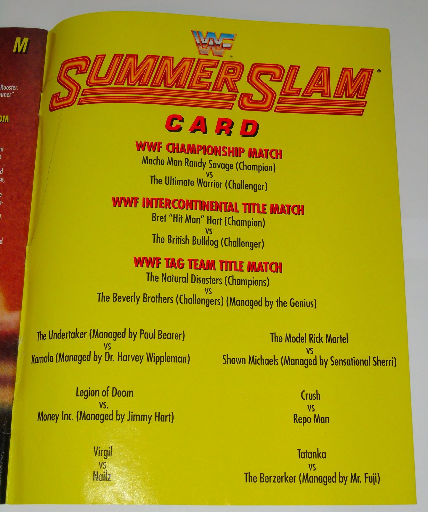 WWF SUMMERSLAM 1992 SOUVENIR EDITION PROGRAM MAGAZINE