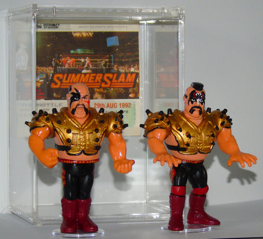 THE LEGION OF DOOM HAWK & ANIMAL WWF SUMMERSLAM 1992 CUSTOM HASBRO FIGURES AND EVENT TICKET STUB