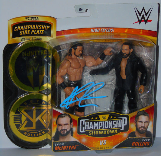 Drew McIntyre WWE Mattel Championship Showdown Signed Figure Set with Seth Rollins