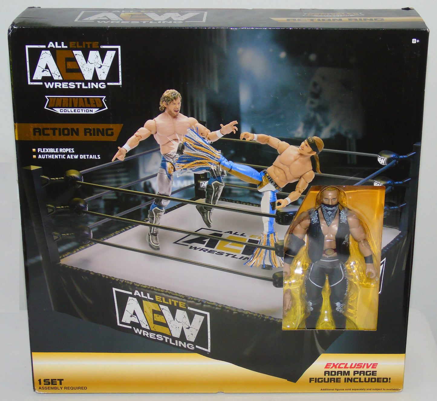 AEW Wrestling Ring with Hangman Adam Page Figure Unrivaled Collection Series