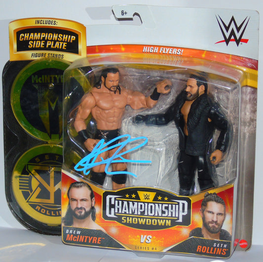 Drew McIntyre WWE Mattel Championship Showdown Signed Figure Set with Seth Rollins