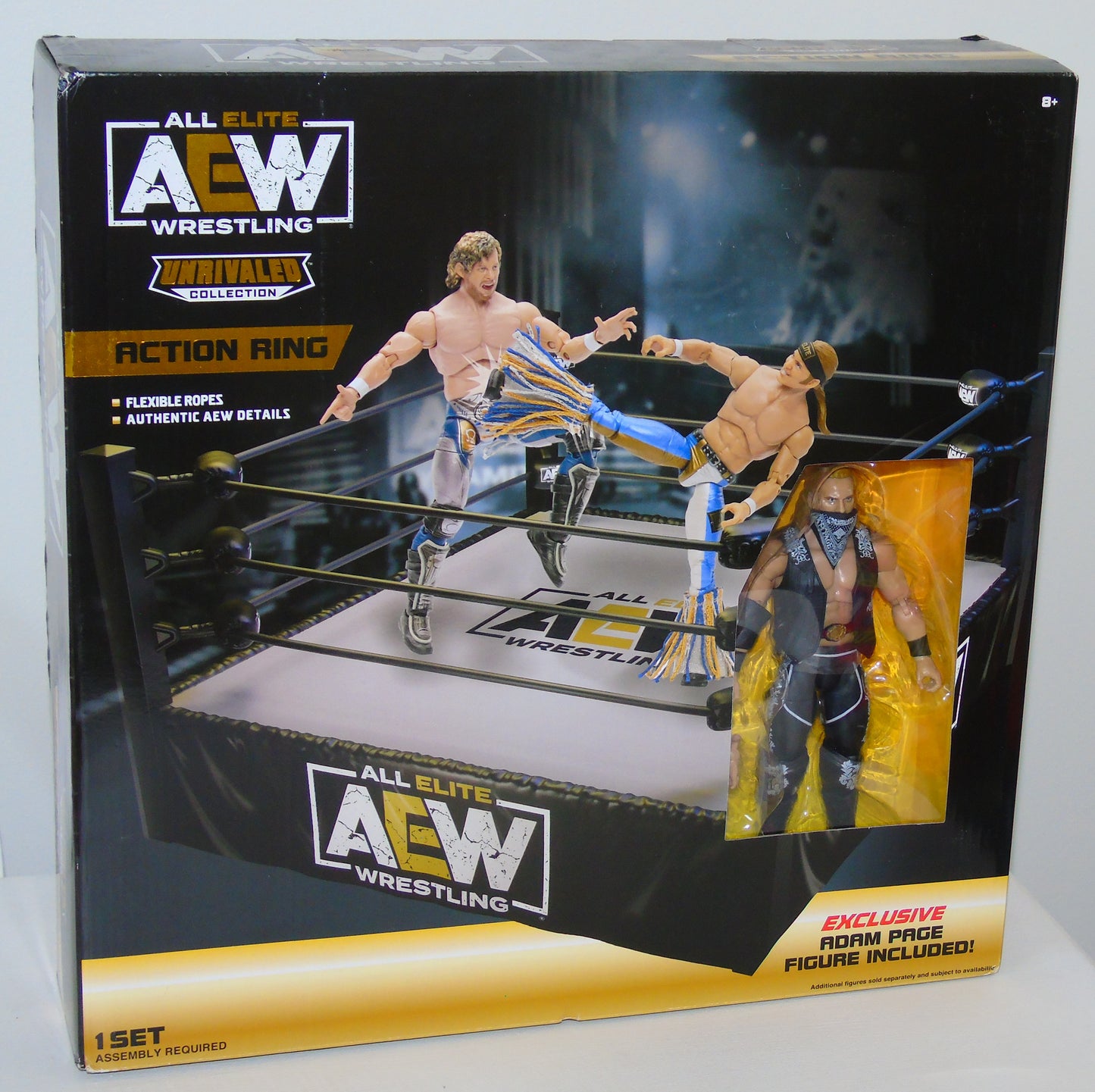 AEW Wrestling Ring with Hangman Adam Page Figure Unrivaled Collection Series