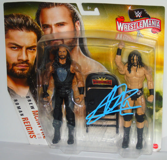 Drew McIntyre WWE Mattel Wrestlemania 36 Signed Figure Set with Roman Reigns