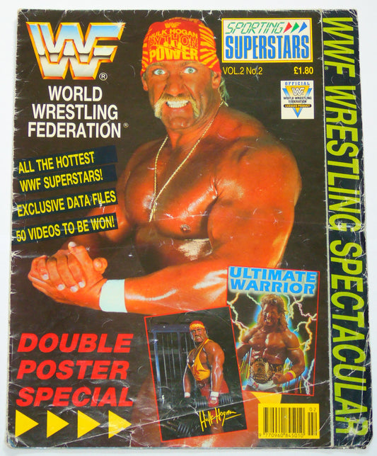 WWF Wrestling 1991 UK Sporting Superstars Publication with Double Poster Special