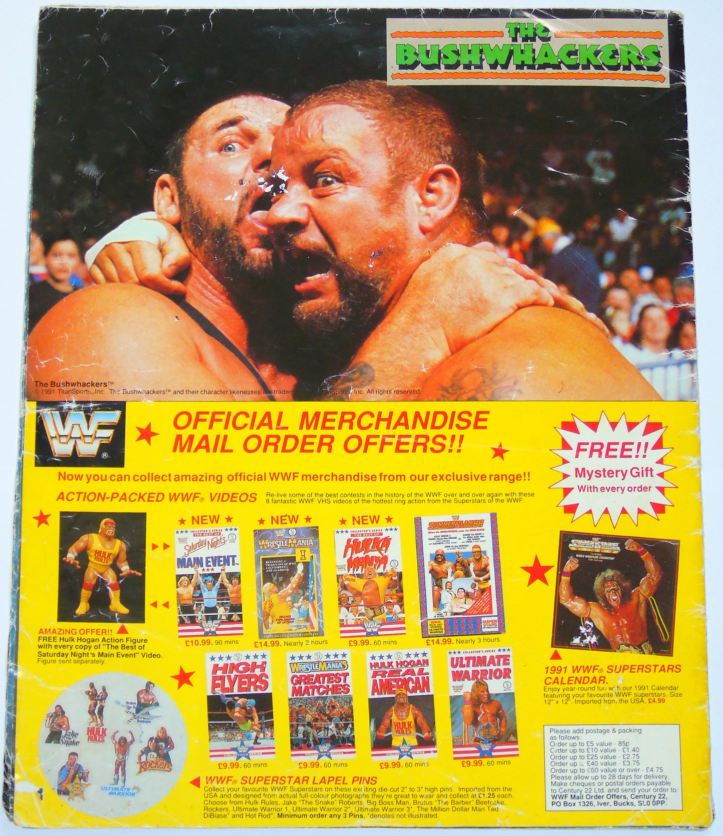 WWF Wrestling 1991 UK Sporting Superstars Publication with Double Poster Special