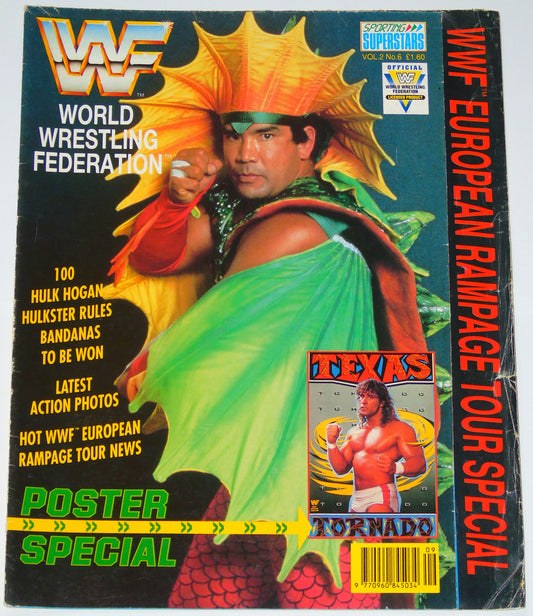 WWF Wrestling 1991 UK Sporting Superstars Publication with Double Poster Special