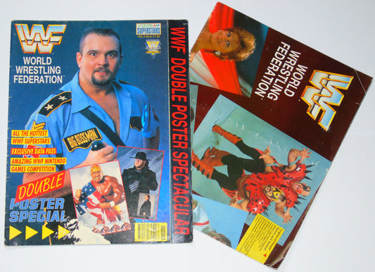 WWF Wrestling 1991 UK Sporting Superstars Publication with Double Poster Special