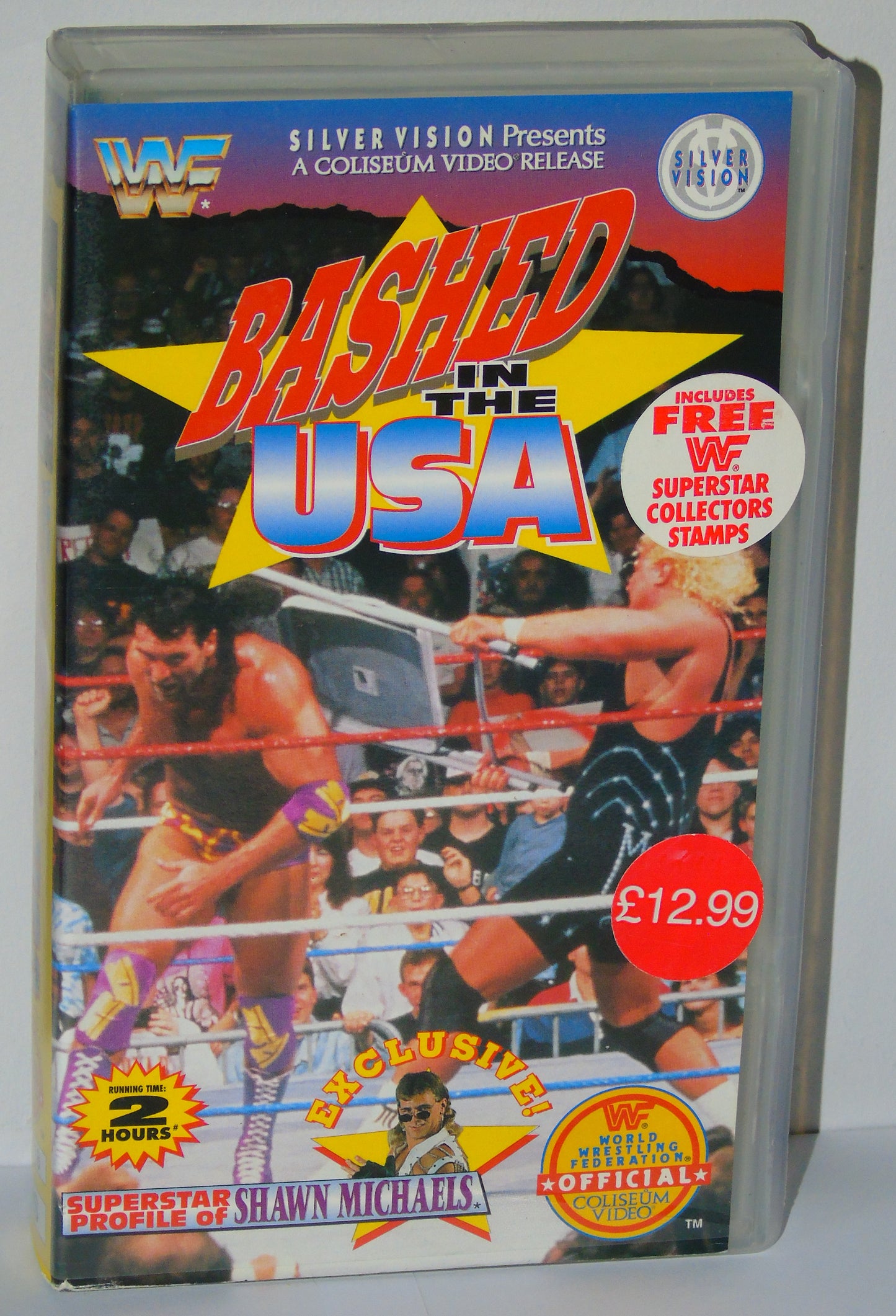 WWF WRESTLING BASHED IN THE USA 1993 SILVER VISION VHS VIDEO CASSETTE TAPE WITH SUPERSTAR COLLECTOR STAMPS