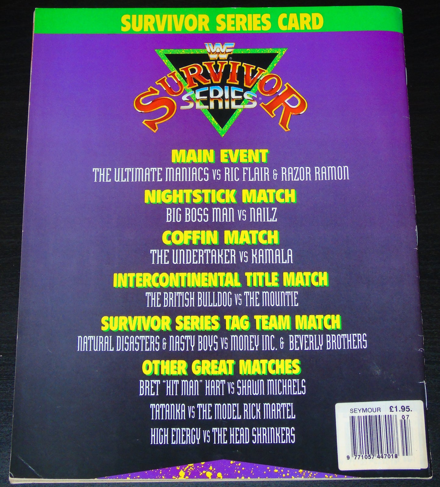 WWF WRESTLING SURVIVOR SERIES 1992 SOUVENIR EDITION PROGRAM MAGAZINE