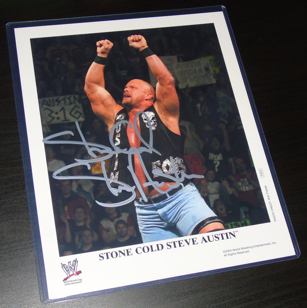 STONE COLD STEVE AUSTIN SIGNED WWE WRESTLING 8"x10" PROMO PHOTO P-813