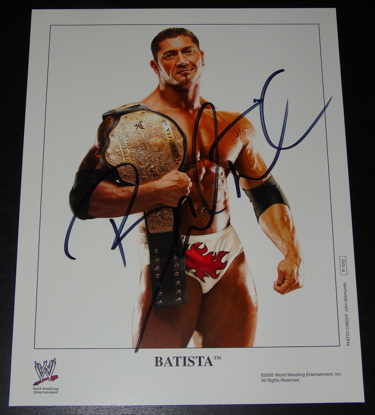 Batista Signed WWE Promo Photo P-1052
