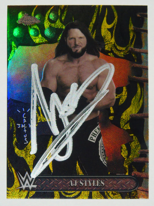 AJ Styles Signed WWE Topps Cactus Jack Series Trading Card