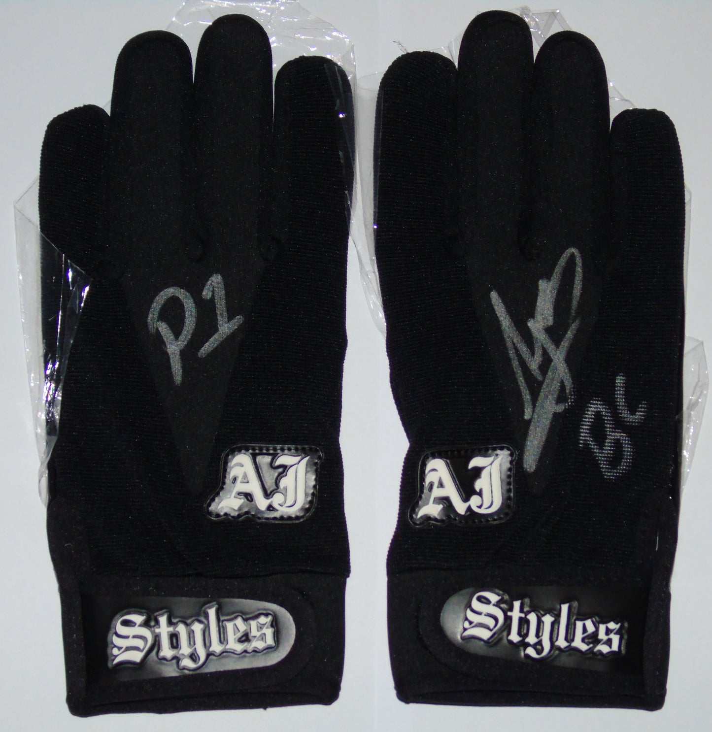 AJ STYLES PERSONALLY OWNED LIMITED EDITION SIGNED NJPW BULLET CLUB GLOVES