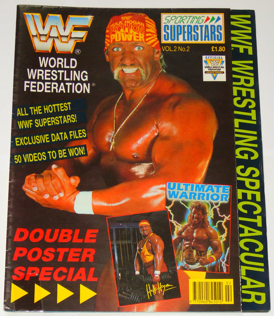 WWF Wrestling 1991 UK Sporting Superstars Publication with Double Poster Special