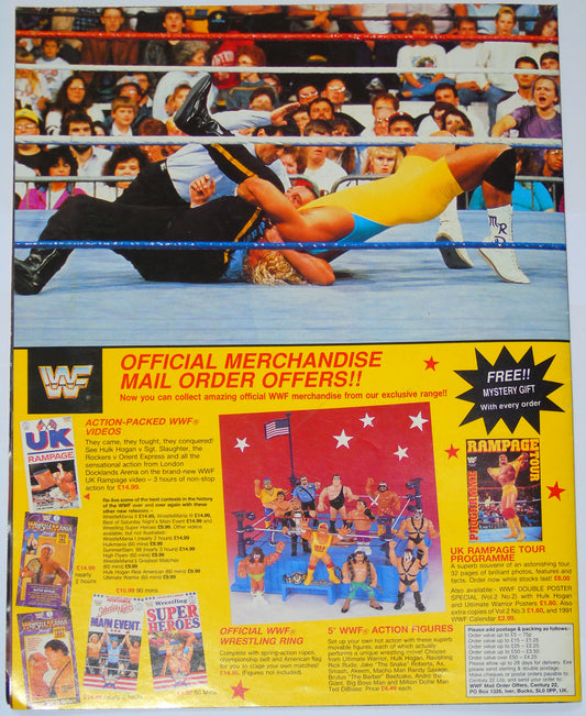 WWF Wrestling 1991 UK Sporting Superstars Publication with Double Poster Special