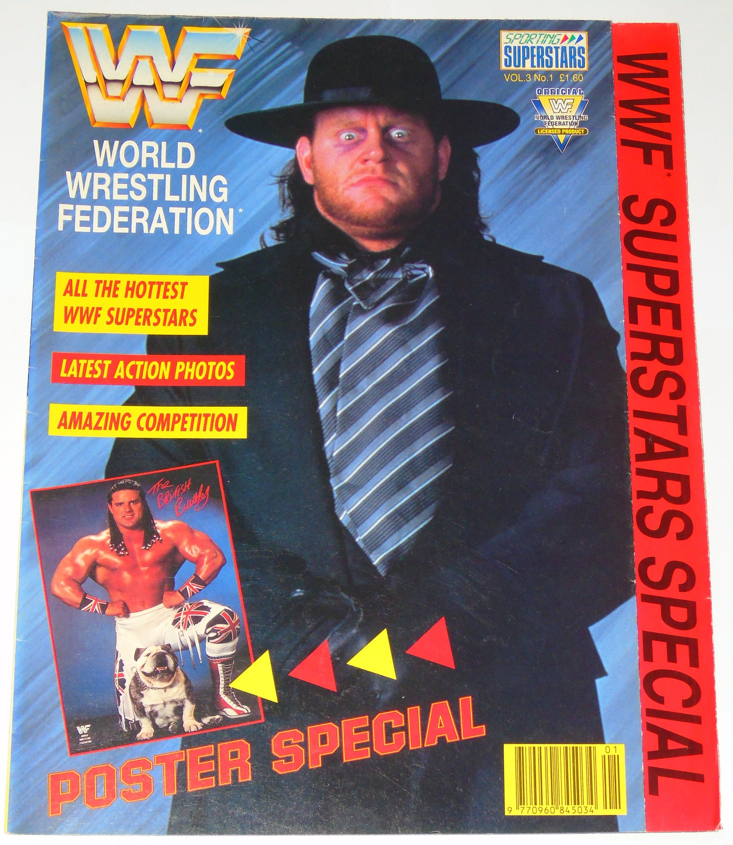 WWF Wrestling 1991 UK Sporting Superstars Publication with Double Poster Special