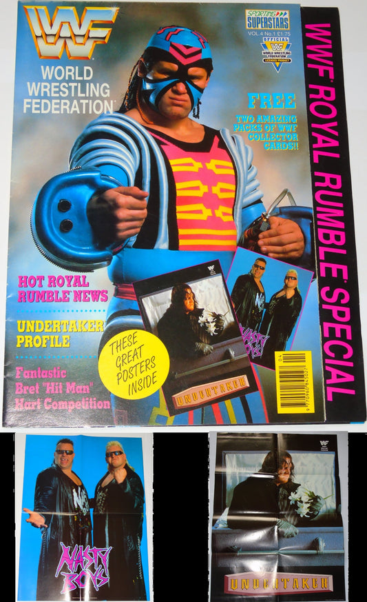 WWF Wrestling 1992 UK Sporting Superstars Publication with Double Poster Special
