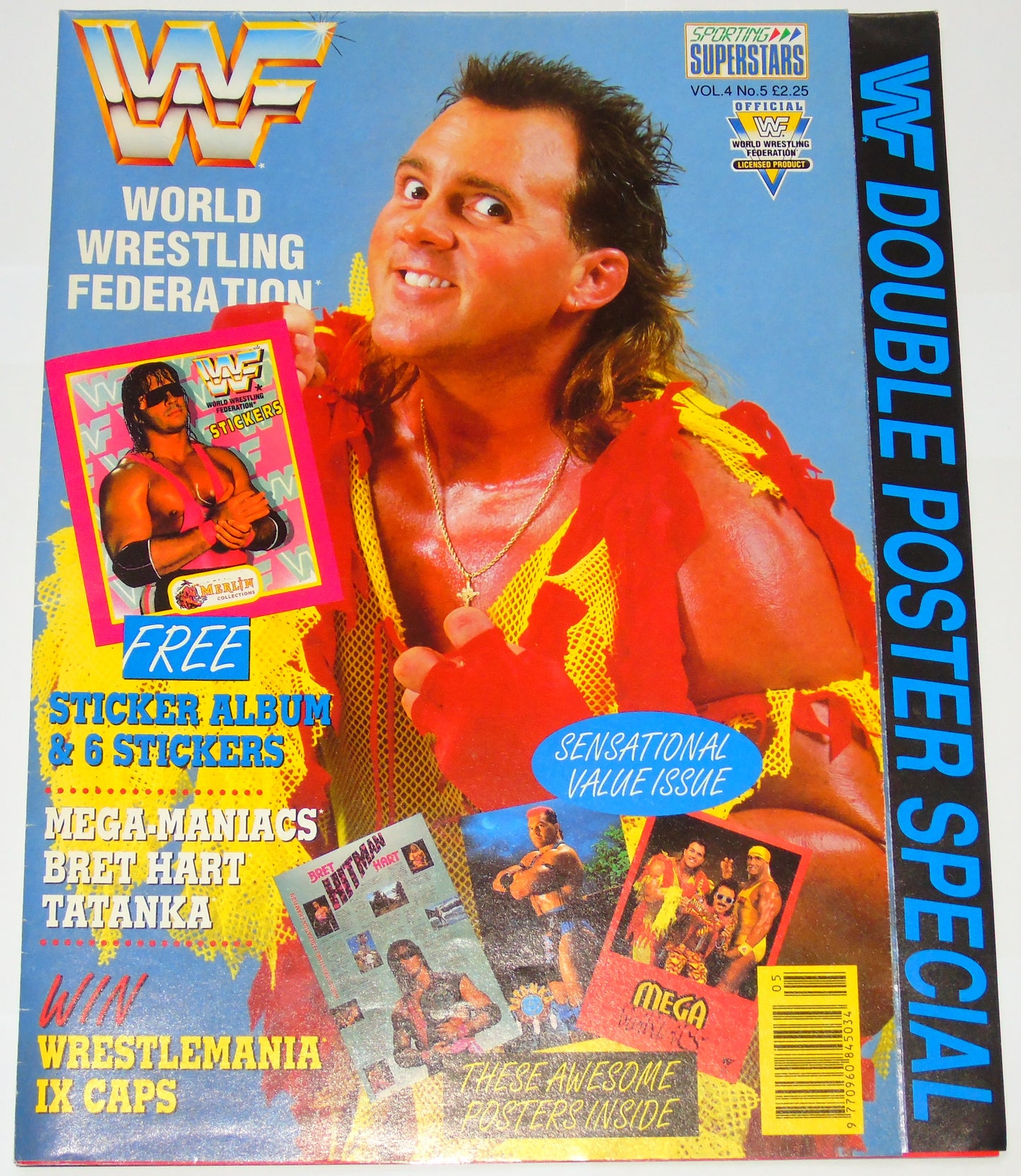 WWF Wrestling 1993 UK Sporting Superstars Publication with Double Poster Special