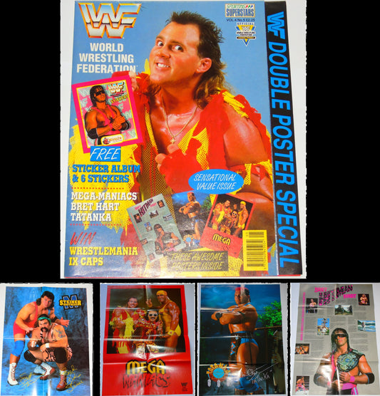 WWF Wrestling 1993 UK Sporting Superstars Publication with Double Poster Special