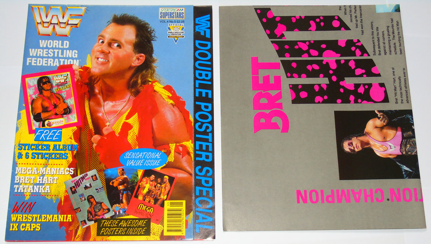 WWF Wrestling 1993 UK Sporting Superstars Publication with Double Poster Special