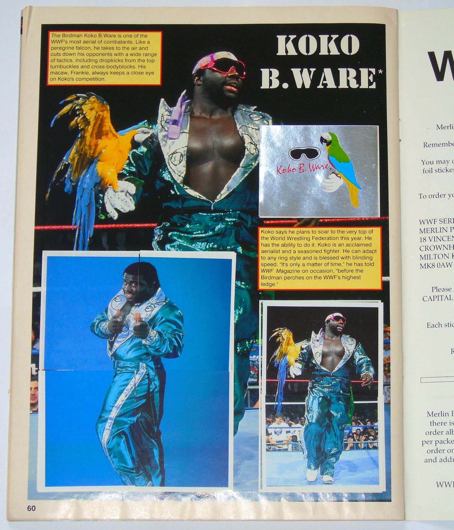 WWF Wrestling Merlin UK Sticker Album 1991 Complete With Merchandise Catalogue