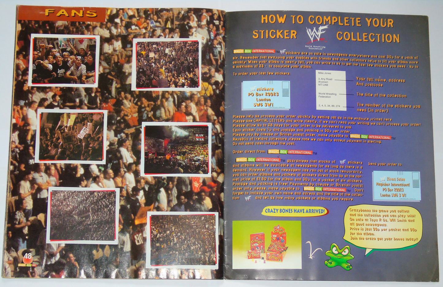 WWF Wrestling Magic Box Int UK Sticker Album 2000 Complete