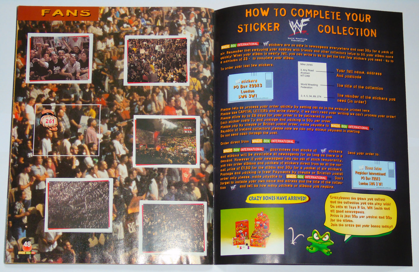 WWF Wrestling Magic Box Int UK Sticker Album 2000 Near Complete